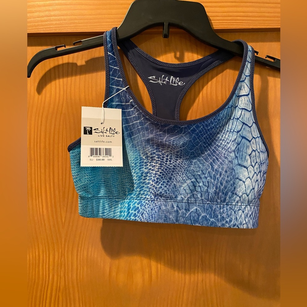 Salt Life Women's Reversible Water Graphic Sports Bra NWT Size S